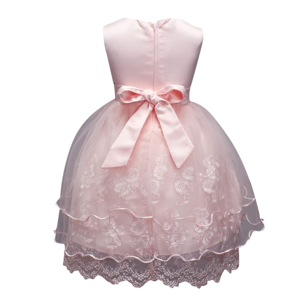 Hopscotch Girls Sleeveless Embellished Party Dress in Peach Color for Ages 2-3 Years