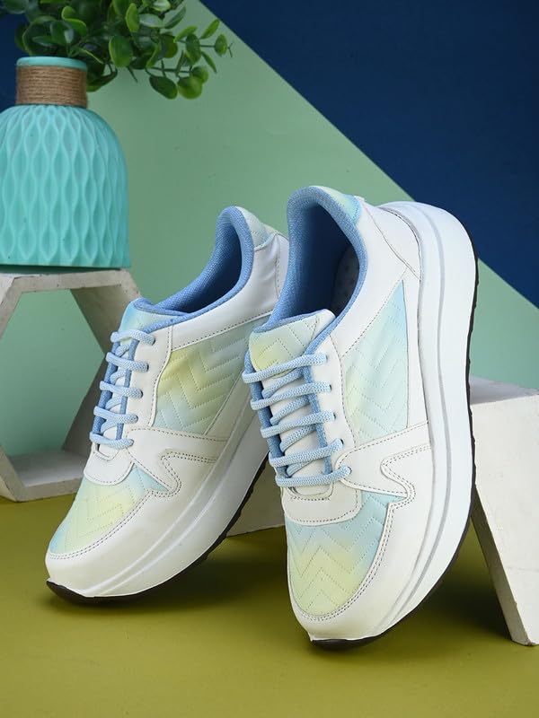 XE Looks Women Printed Lace-Up Sneakers | Comfortable Lightweight Soft Sole Casual Shoes for Girls | Fashionable, and Stylish Design Footwear | Ideal for Walking, Running and Daily Use