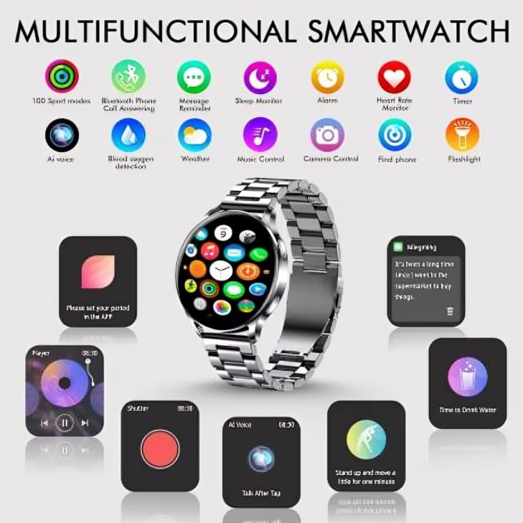 SPEEDFOX Active 2 Smart Watch with 2 Series | Metal Dial with Metal Strap | Bluetooth 4.0 +5.0 Dual Mode | LCD 1.3 Inch | Clip Charge Mode | BT Calling Smartwatch (Silver) (Pack of 1)