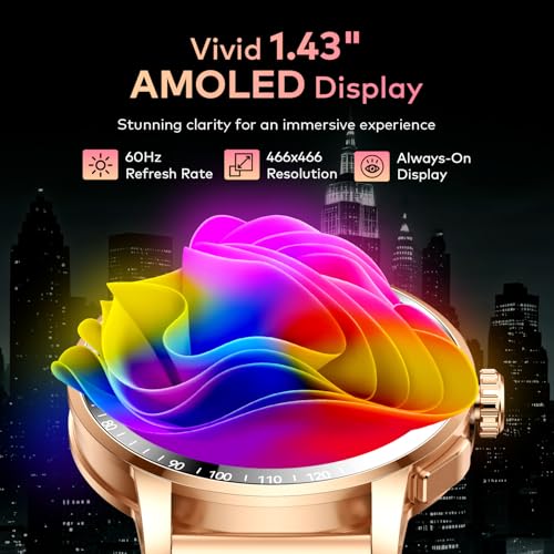 Itel Unicorn Max Smartwatch with 1.43" AMOLED Display, 1000 Nits Brightness, AI Voice Assistant, Bluetooth V5.3, IP68 Waterproof, 200+ Watch Faces, 100+ Sports Modes (Copper Gold)