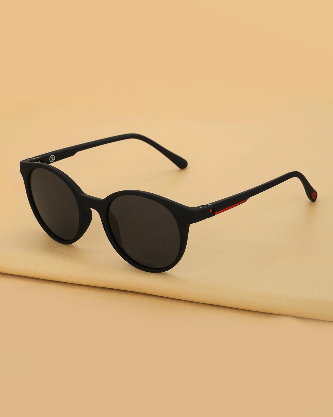 Carlton London Black with Red Toned and Blue Polarised Lens Round Sunglass for men