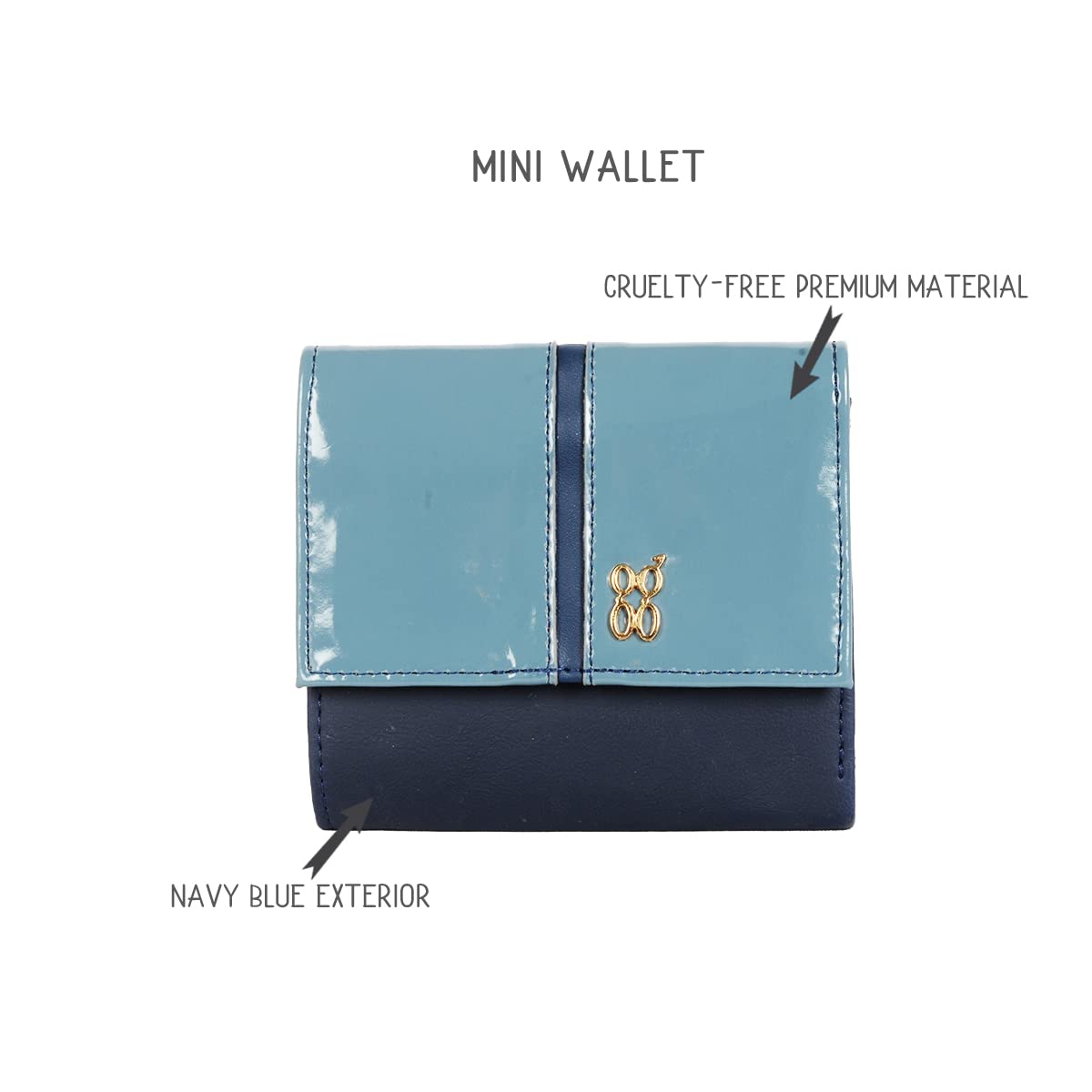 Baggit Women's Witness Blue Small Wallet | Ladies Stylish Purse Bag | Credit Card Money Holder | Faux Leather | 6-Month Warranty | Cruelty-Free Material | Made in India
