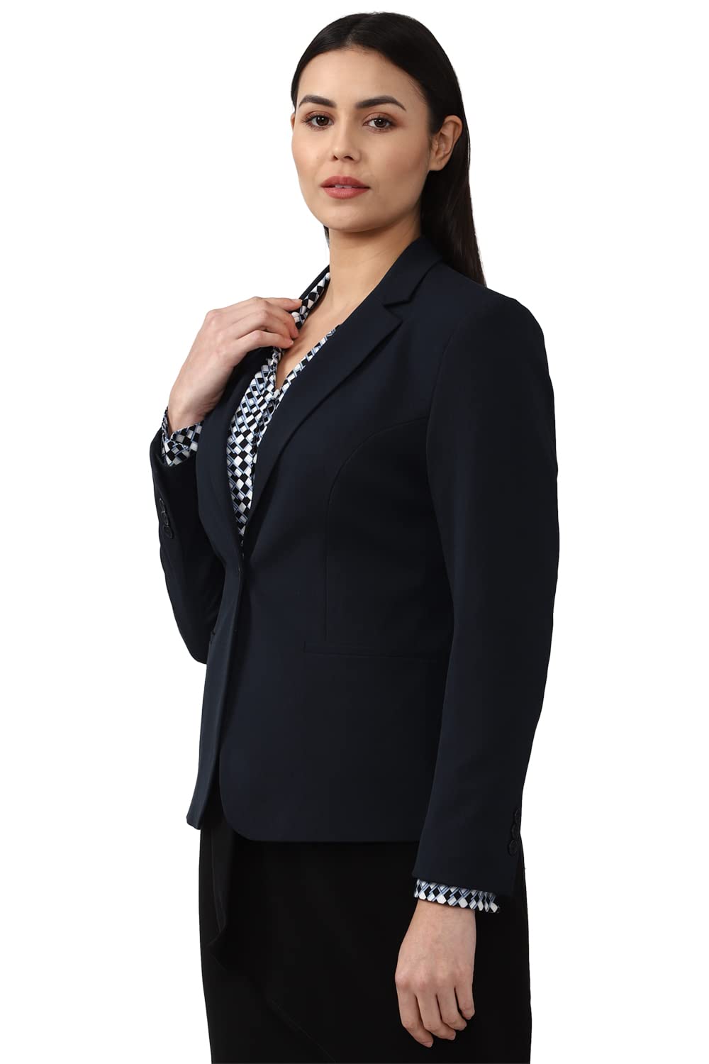Van Heusen Women's Blazer,Full Sleeves Regular (VWBZCRGBN66997_Navy_XS)