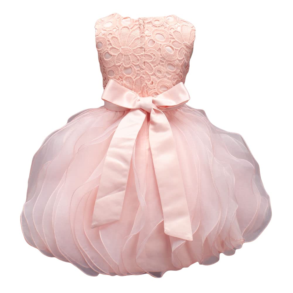 Hopscotch Girls Knee Length Party Dresses in Peach Color for Ages (4-5 Years)