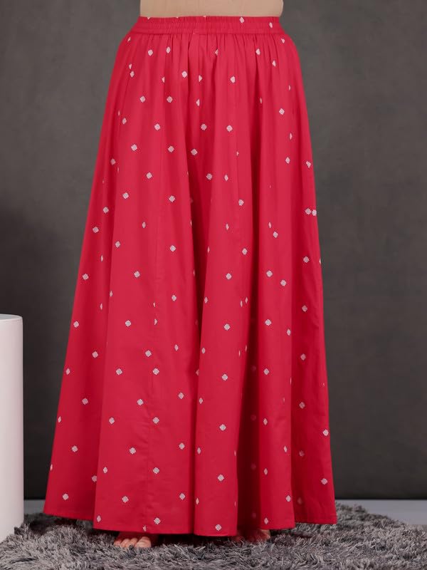 Aramya Soft Cotton Red Geometric Print Festival Wear Skirt for Women (TP4793B-XL)