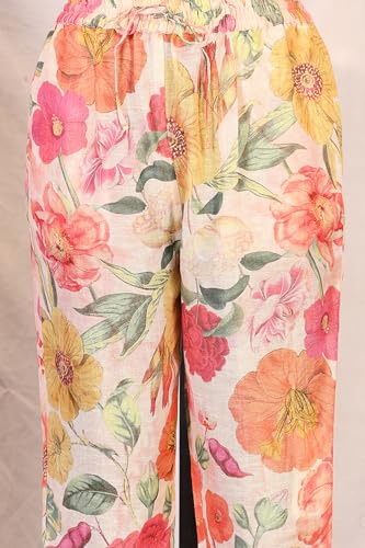 W for Woman Pink Floral Printed Straight Kurta with Pant and Dupatta Set - (WS13073-126328-M)