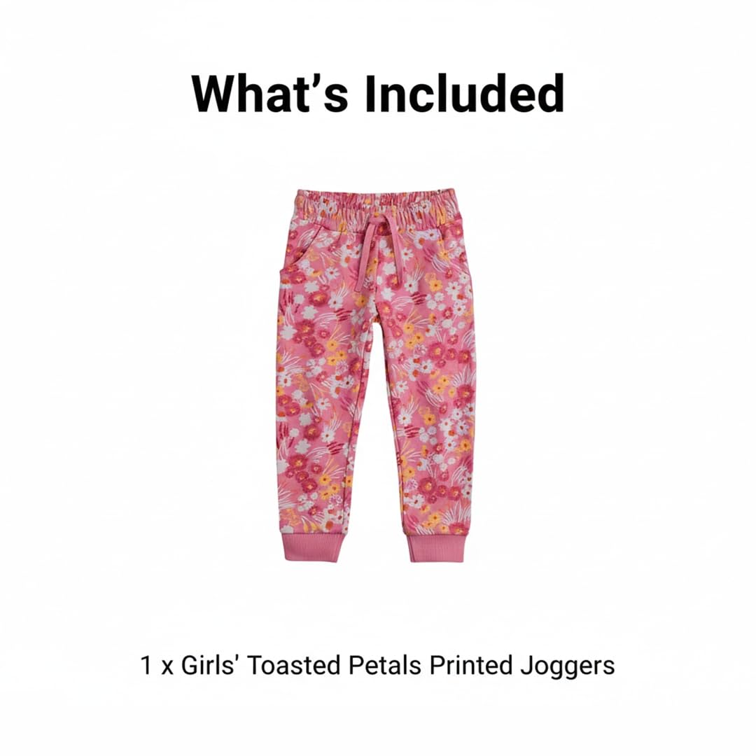 Mothercare Girls Toasted Petals Printed Joggers - Pink