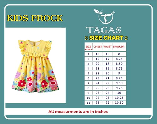 Tagas Dopamine Flowers & Ruffled Hem Girl Dress | Party (Dress) for Girls|Frock for Girls| (KD-67)