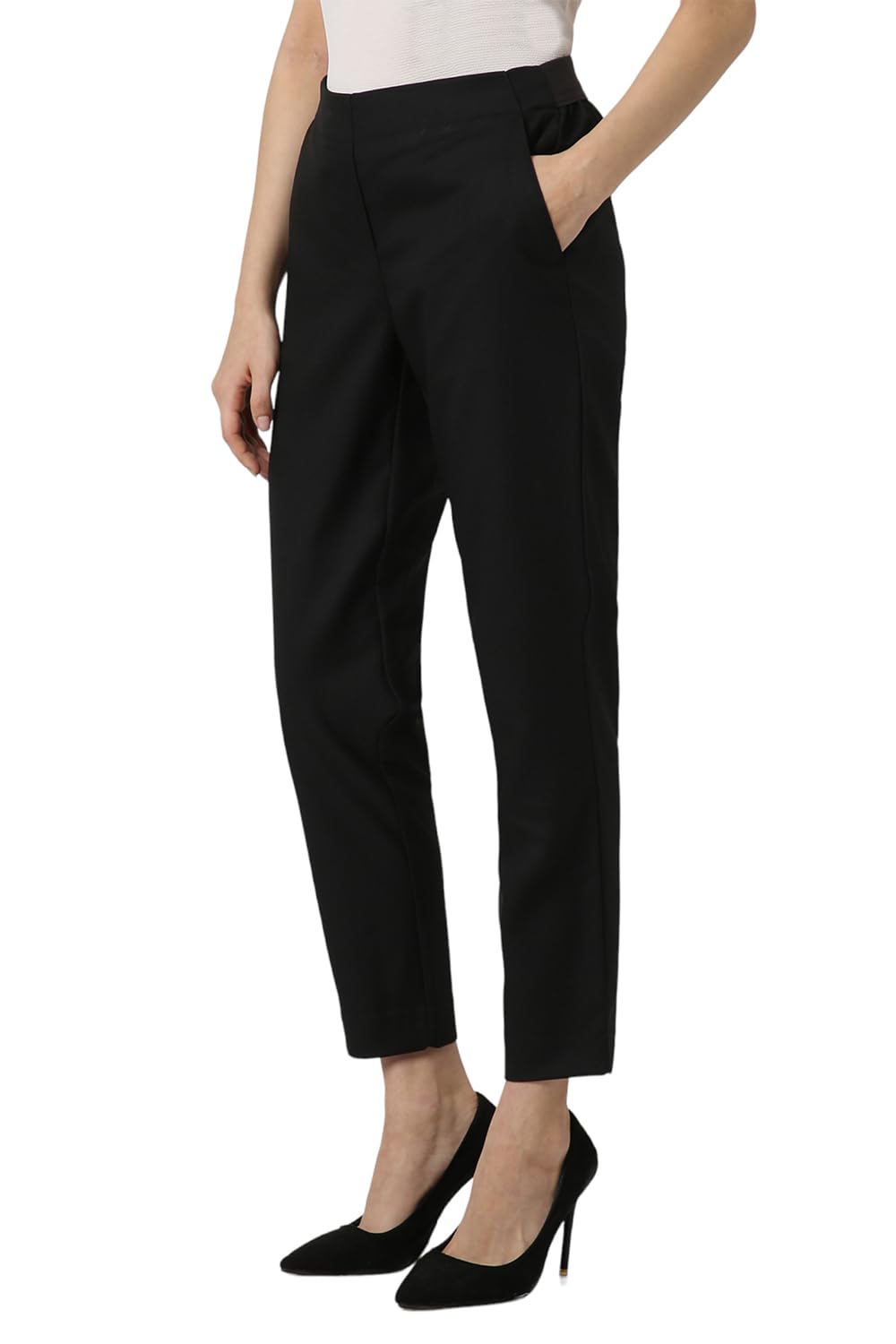Van Heusen Women's Regular Casual Pants (VWTFCRGBO09178_Black