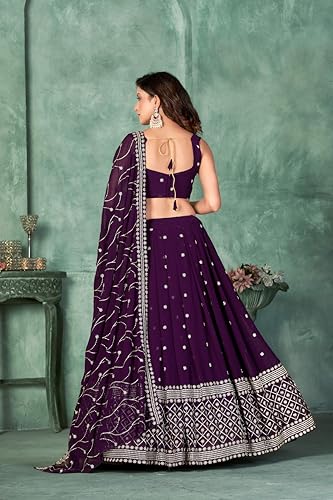 Warthy Ent Embroidery Work Georgette Fabric Lehenga Choli With Georgette Dupatta
