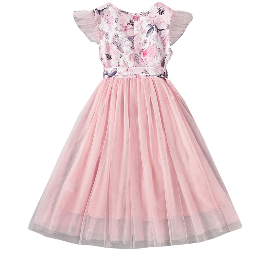 Hopscotch Girls Polyester And Spandex Floral Print Casual Dress in Pink Color For Ages 11-12 Years (GOE-4164033)