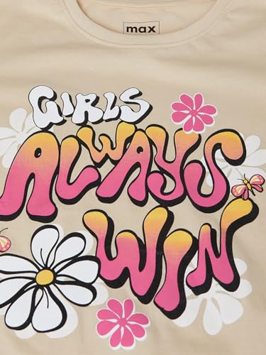 Max Girl's Regular Fit T-Shirt (W24EBT34_Beige