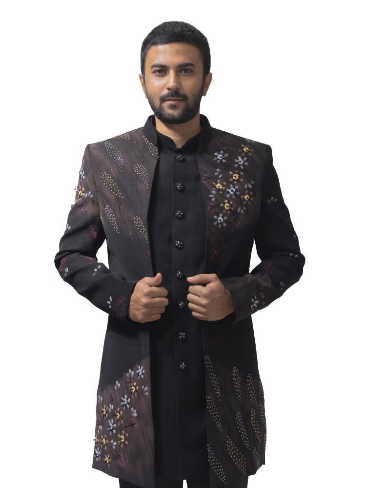 A LOYAL Elegant Black Indo-Western with Floral Embroidery