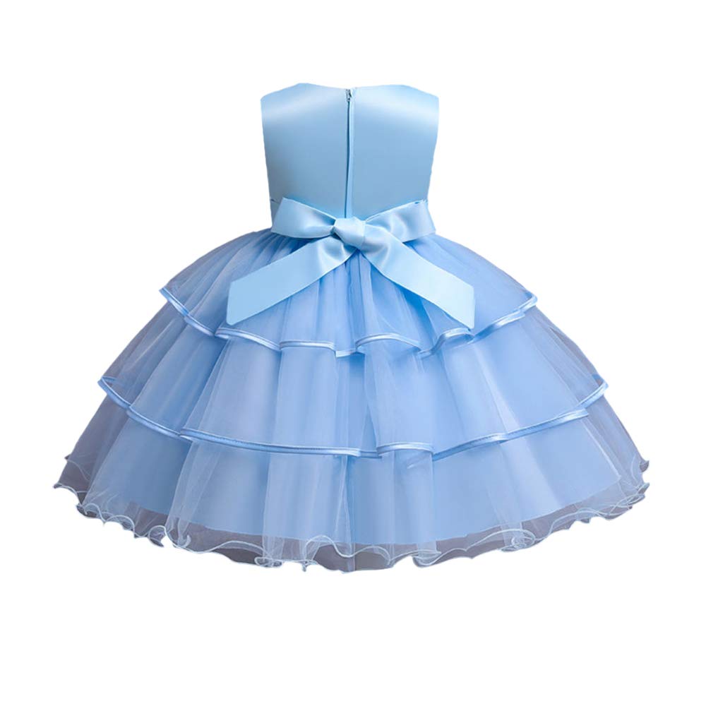 Hopscotch Girls Knee Length Party Dresses In Blue Color For Ages 4-5 Years