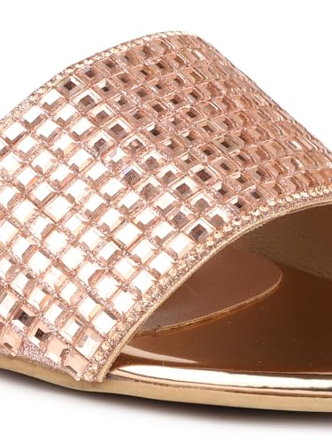 Inc.5 Women Rose Gold Embellished Block Heels