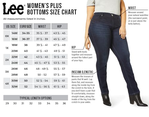 Lee Women's Plus Size Wrinkle Free Relaxed Fit Straight Leg Pant, Black, 20W Medium