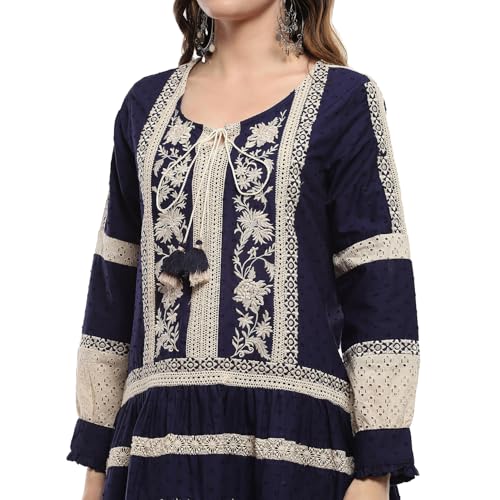 Indigo Cotton Tiered Dress