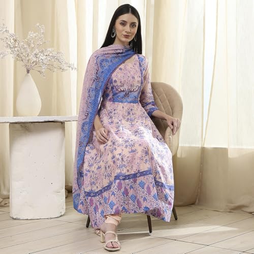 Biba Women's Voile 92X80 Kurta Set (SKDVIN8652ESS25BLU_Blue