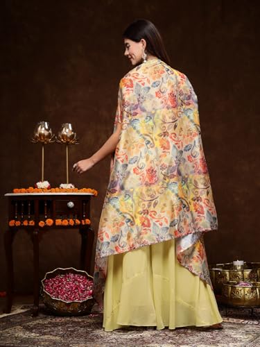 Stylum Women's Printed Party Wear Georgette Palazzo & Blouse with Jacket (PCJPOTTERBEIGE38_Beige, M)