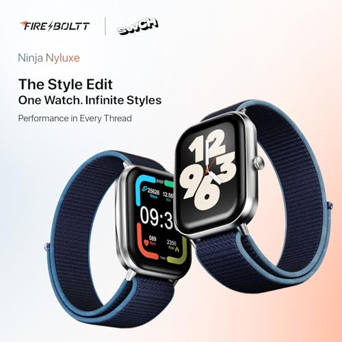 Fire-Boltt Newly Launched Ninja Call Pro Max Nyluxe Smart Watch 2.01 inch Display, Bluetooth Calling, 120+ Sports Modes, Health Suite, Voice Assistance (Cyan)