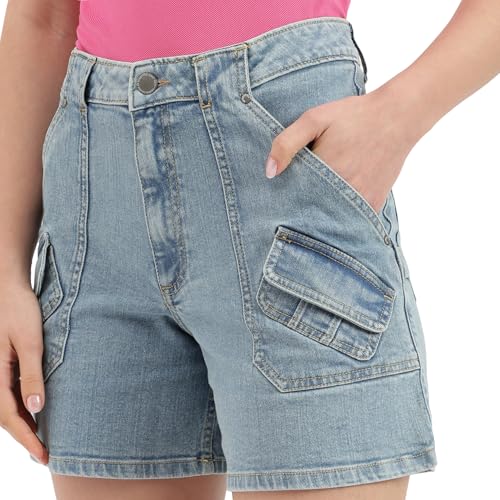 United Colors of Benetton Solid Regular Fit Utility Denim Shorts -25A4DENIM891I901 (Size : 30)