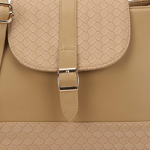 Mochi Women's Beige Elegant Shoulder Bag with Buckle Strap(66-711)