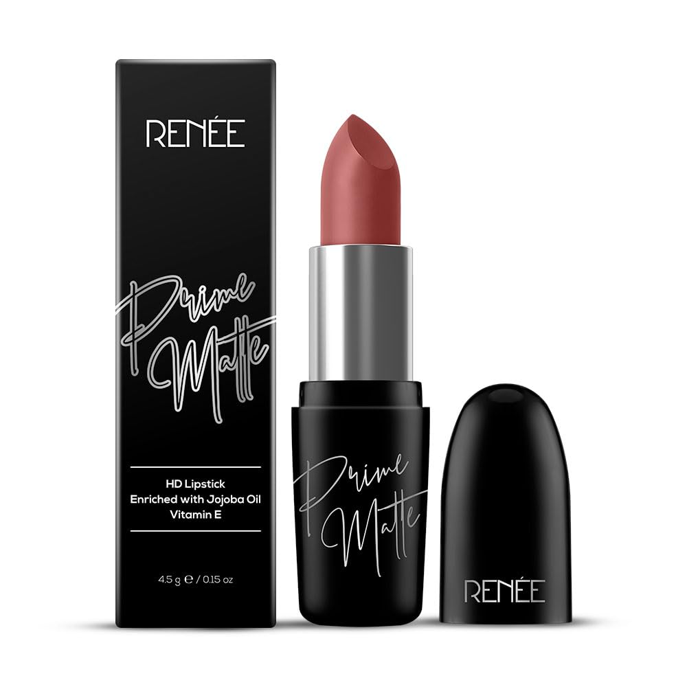RENEE Prime Matte Lipstick - Velvet Mauve, Lightweight & Long-Lasting Formula, Creamy Matte Finish, One Swipe Application, Non-Drying, Vitamin E Infused, 4.5Gm