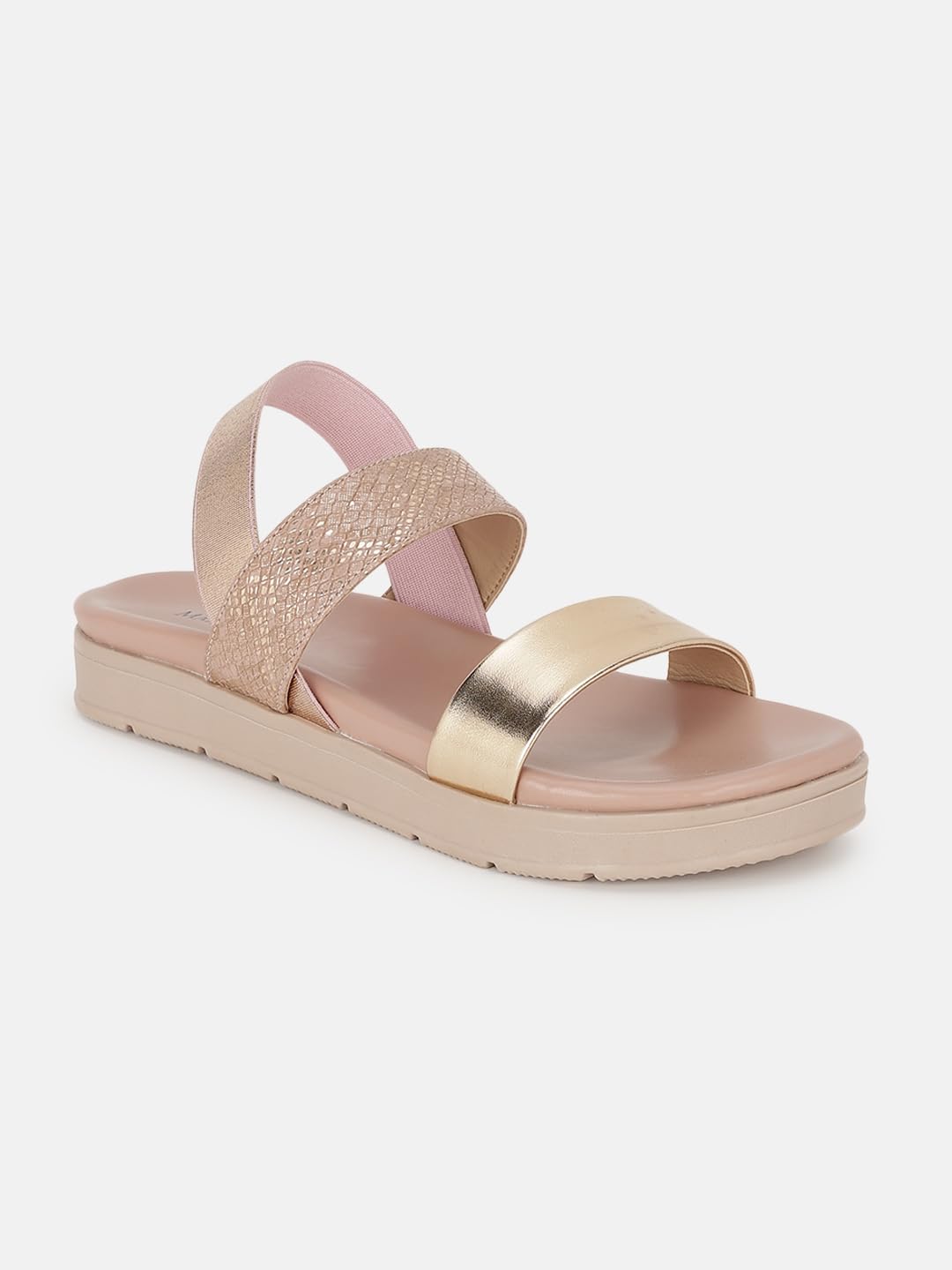 Marc Loire Women Platform Heel Fashion Sandal With Slingback Strap; Casual Footwear (Rose Gold, 5)