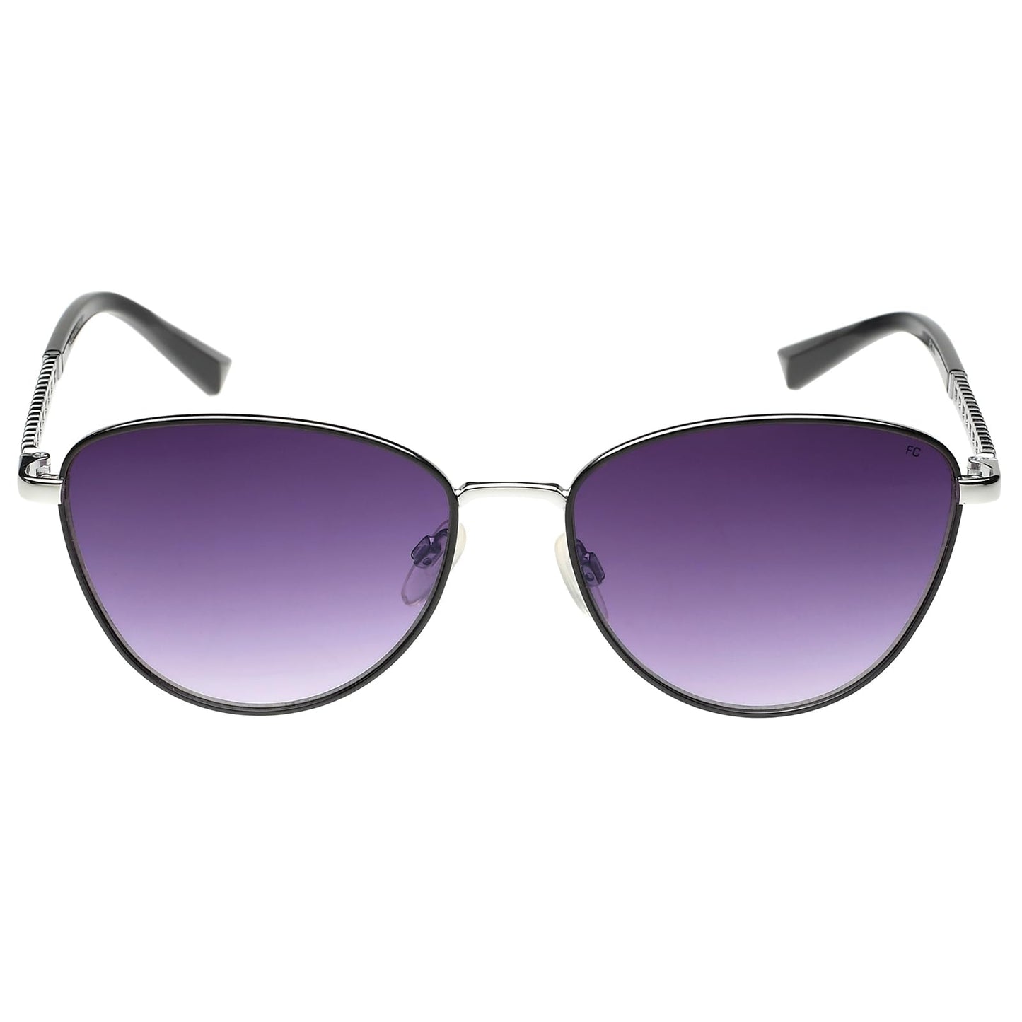 French Connection|Black Full Frame Round Sunglasses|100% UV Protected (Uv 400) Grey Gradient Faded Lens|Women's|Medium|FC 7633 C1 S