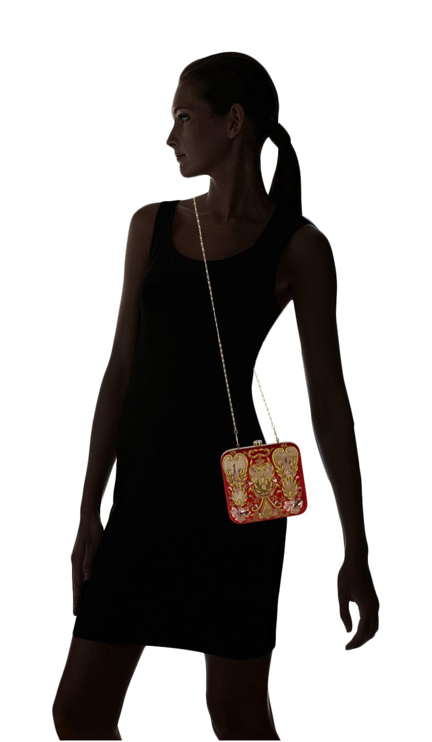 TOOBA Women's Chain Square Purse for Bridal 6x6 Box Clutch Casual, Wedding Bag for Women & Girls