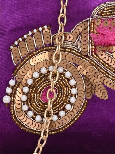 TOOBA Women's Purple Handicraft Beautiful Bling Box Clutch Bag for Wedding, Banquet, Gift Family, & Friends