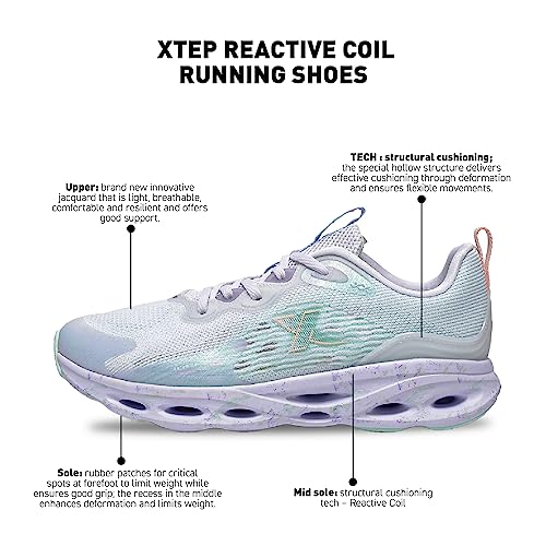 XTEP Off White & Green Reactive Coil Running Shoes for Women Euro 39 - SaumyasStore