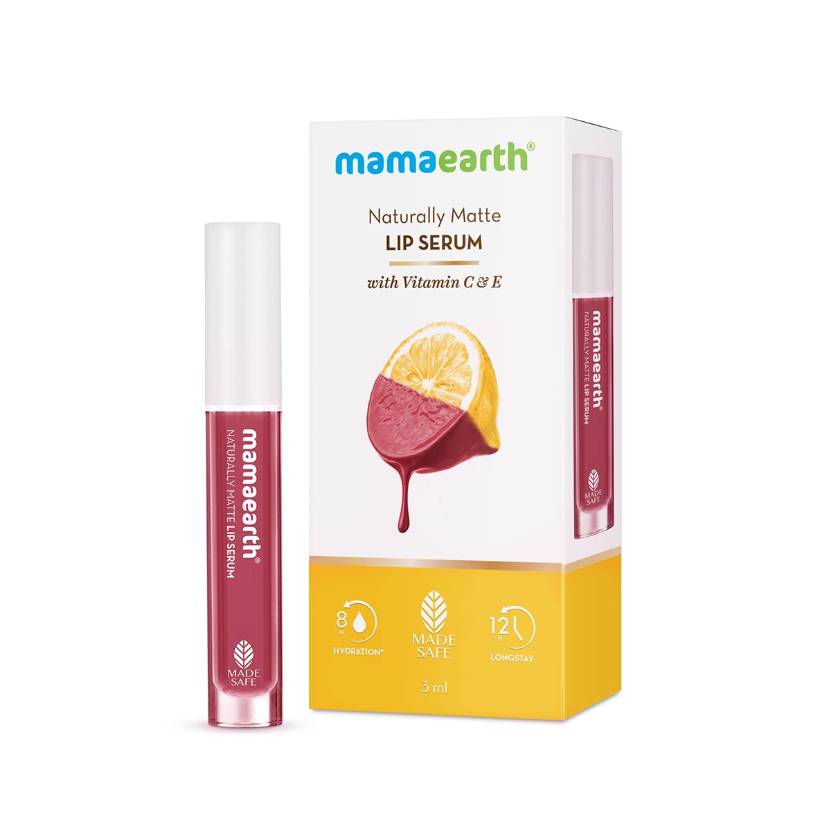 Mamaearth Naturally Matte Lip Serum - Matte Liquid Lipstick with Vitamin C & E For Upto 12 Hour Long Stay - 02 Rosy Nude (Nude) - 3 ml