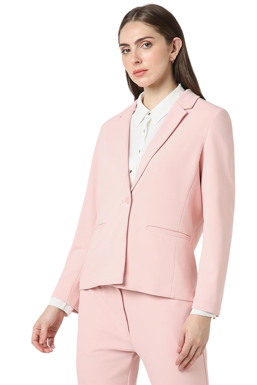 Van Heusen Women's Regular Fit Single Breasted Blazer VWKZFRGB096571_Peach