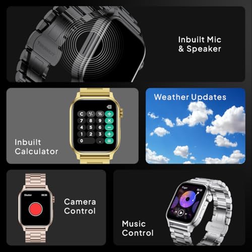 Fire-Boltt Rise Luxe Bluetooth Calling Smart Watch, 1.85”HD Display, AI Outfit Watch Face, 2 Looks in 1 Watch, Extra Straps at ₹99, 120+ Sports Modes, Metal Smartwatch for Men & Women (Gold)