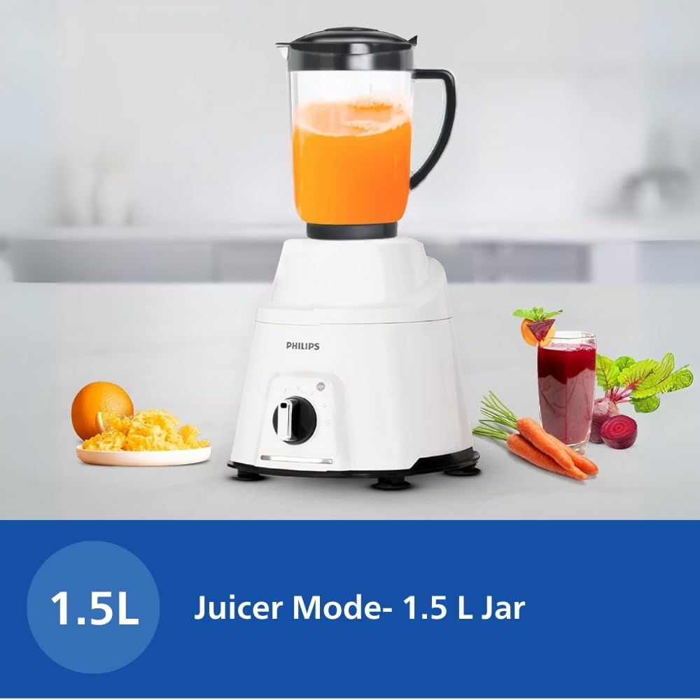 PHILIPS Mixer Grinder 750 Watt, 3 in 1 (Mixer Grinder + Juicer + Food Processor) 4 Jar (HL7763/00)