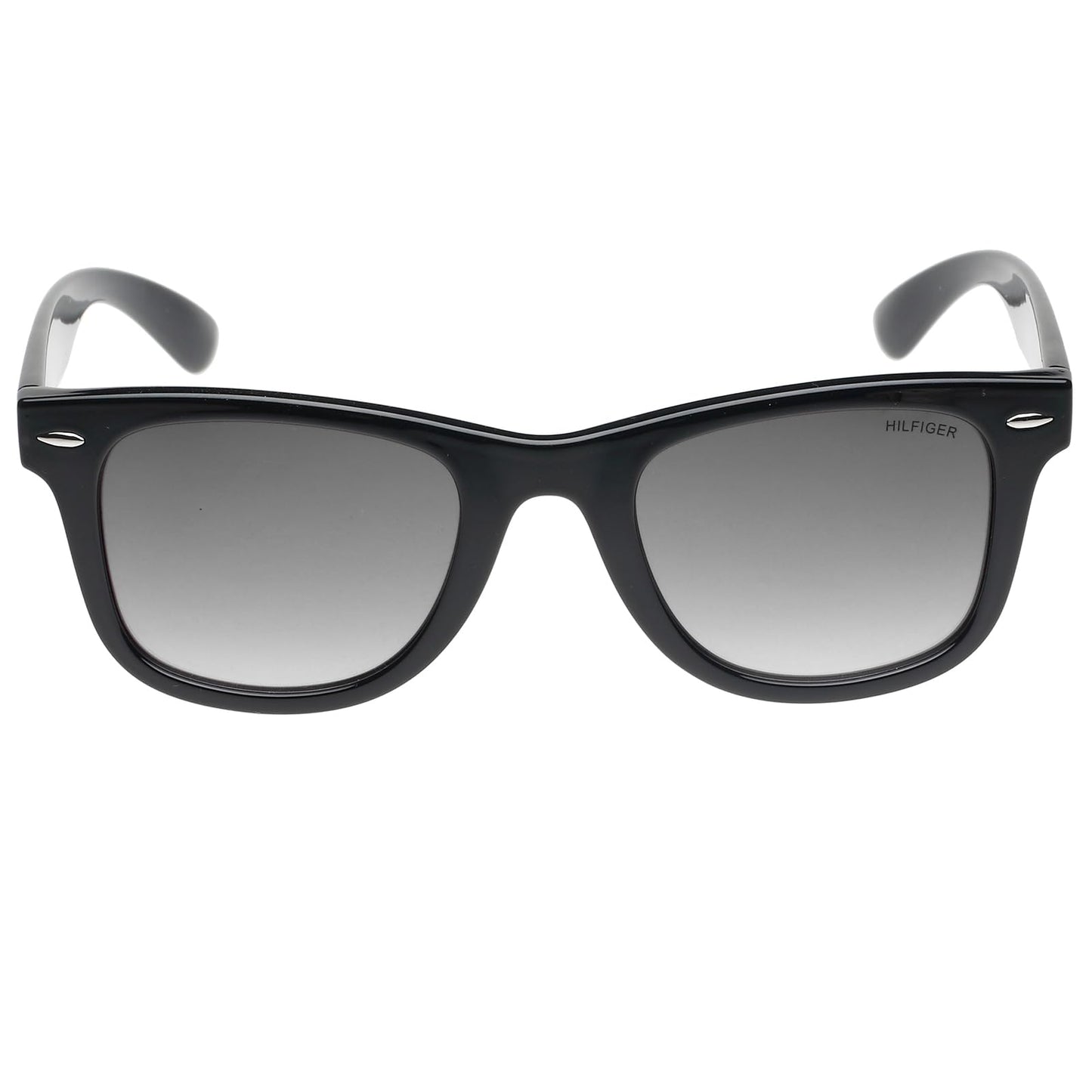 Tommy Hilfiger|Black Full Frame Square Sunglasses|100% UV Protected (Uv 400) Grey Gradient Faded Lens|Men's & Women's|Small|TH VALEN C1 50 S