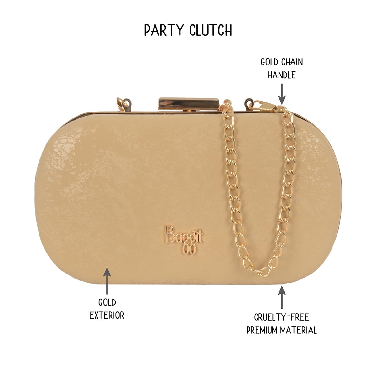 Baggit Women Gold Clutch Xxs Size | Ladies Stylish Party Sling Purse Handbag