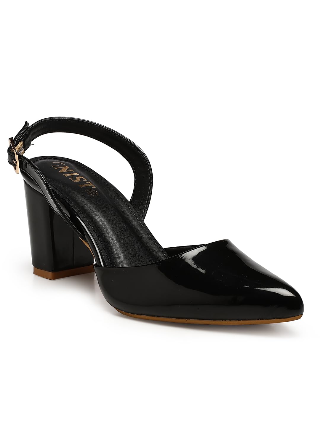 GNIST Classic Pumps Black Block Heels,Size 42EU/9UK