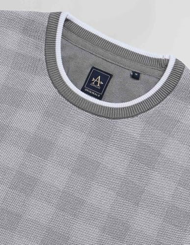 Arrow Men's Checked Regular Fit Sweater (ARAKSW4127_Light Grey_L)