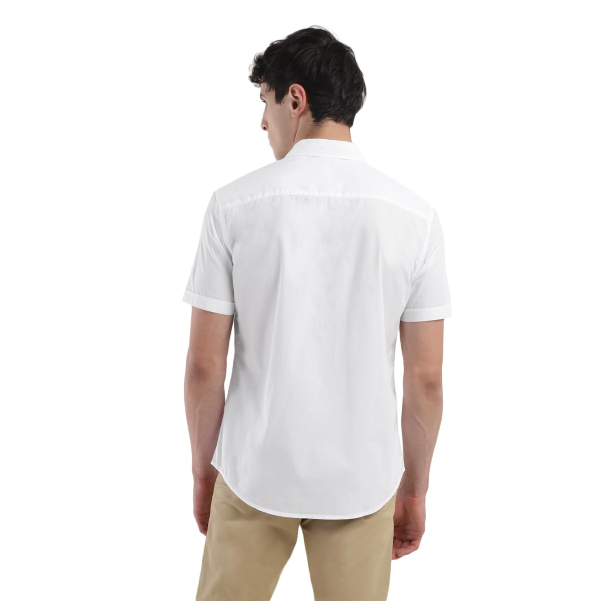 Levi's Men's Cotton Spread Collar Slim Fit Solid Shirts White, Large