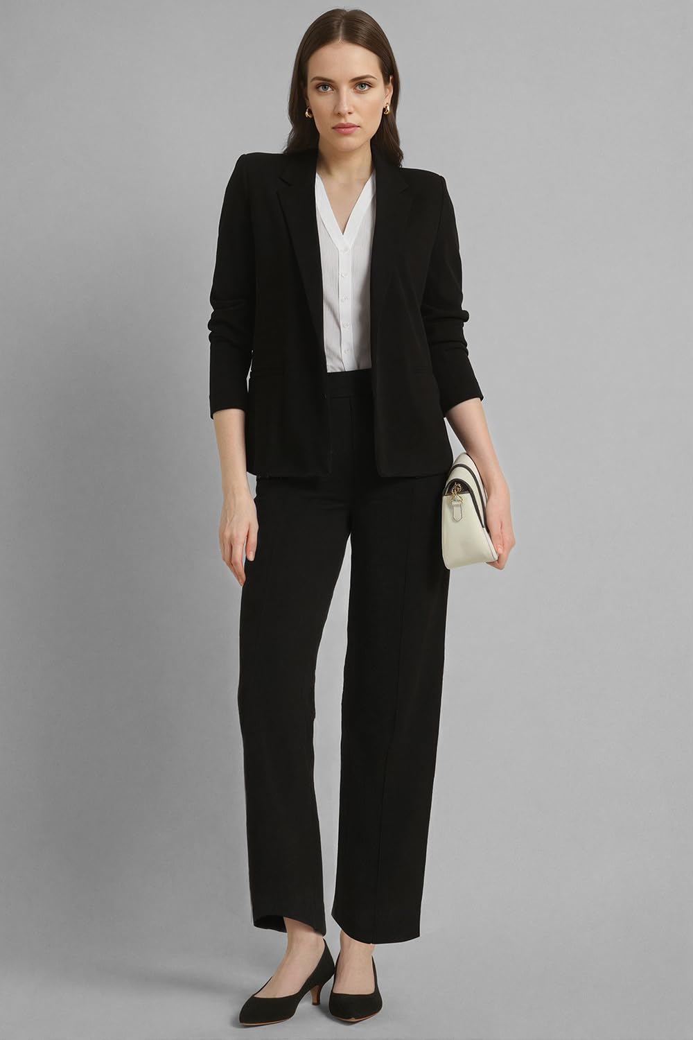 Van Heusen Women's Regular fit Blazer VWKZCRGFO00385_Black