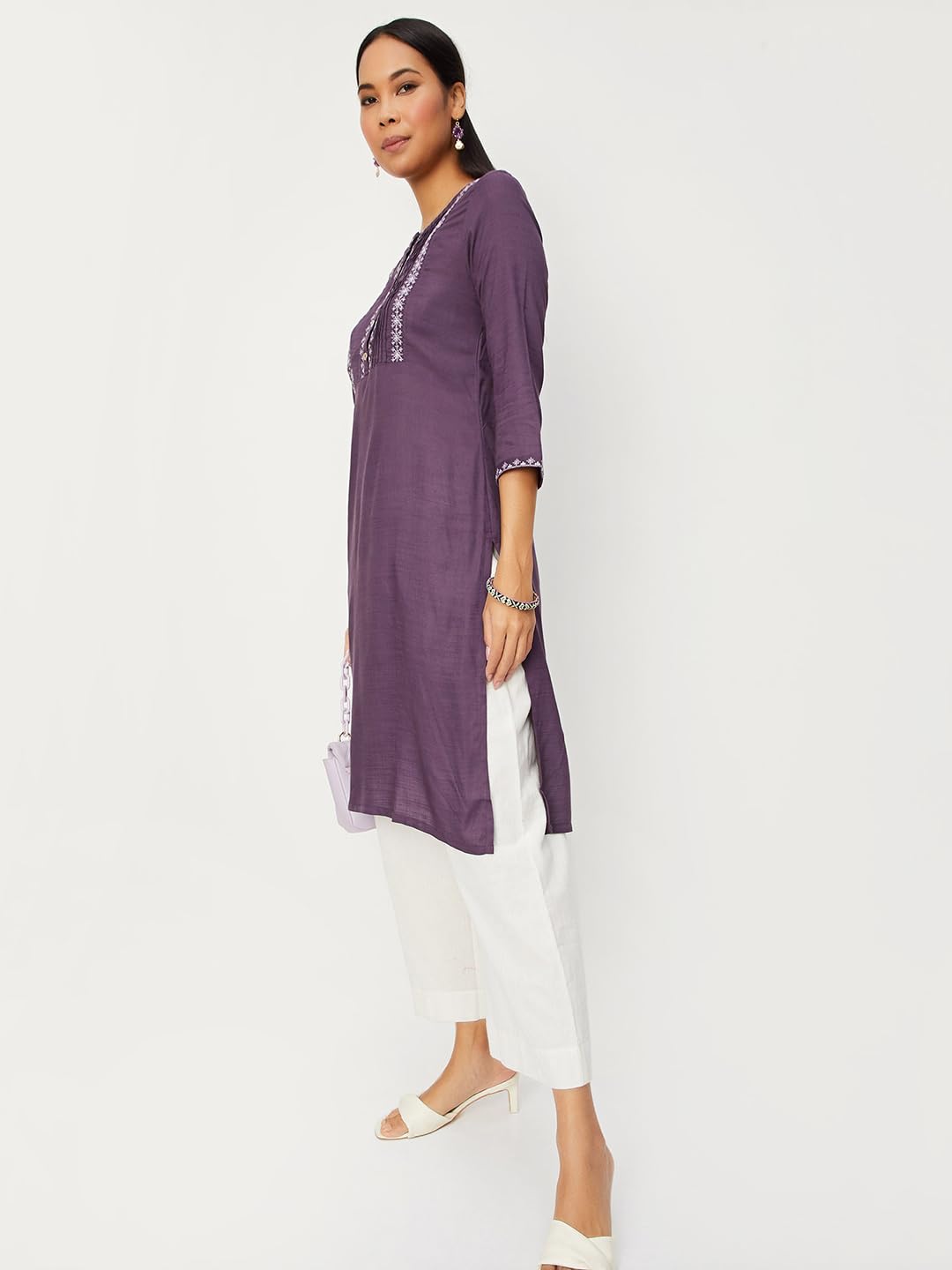 Max Women's Rayon Straight Fit Regular Kurta (Wwsu31006Purple_Purple), XL
