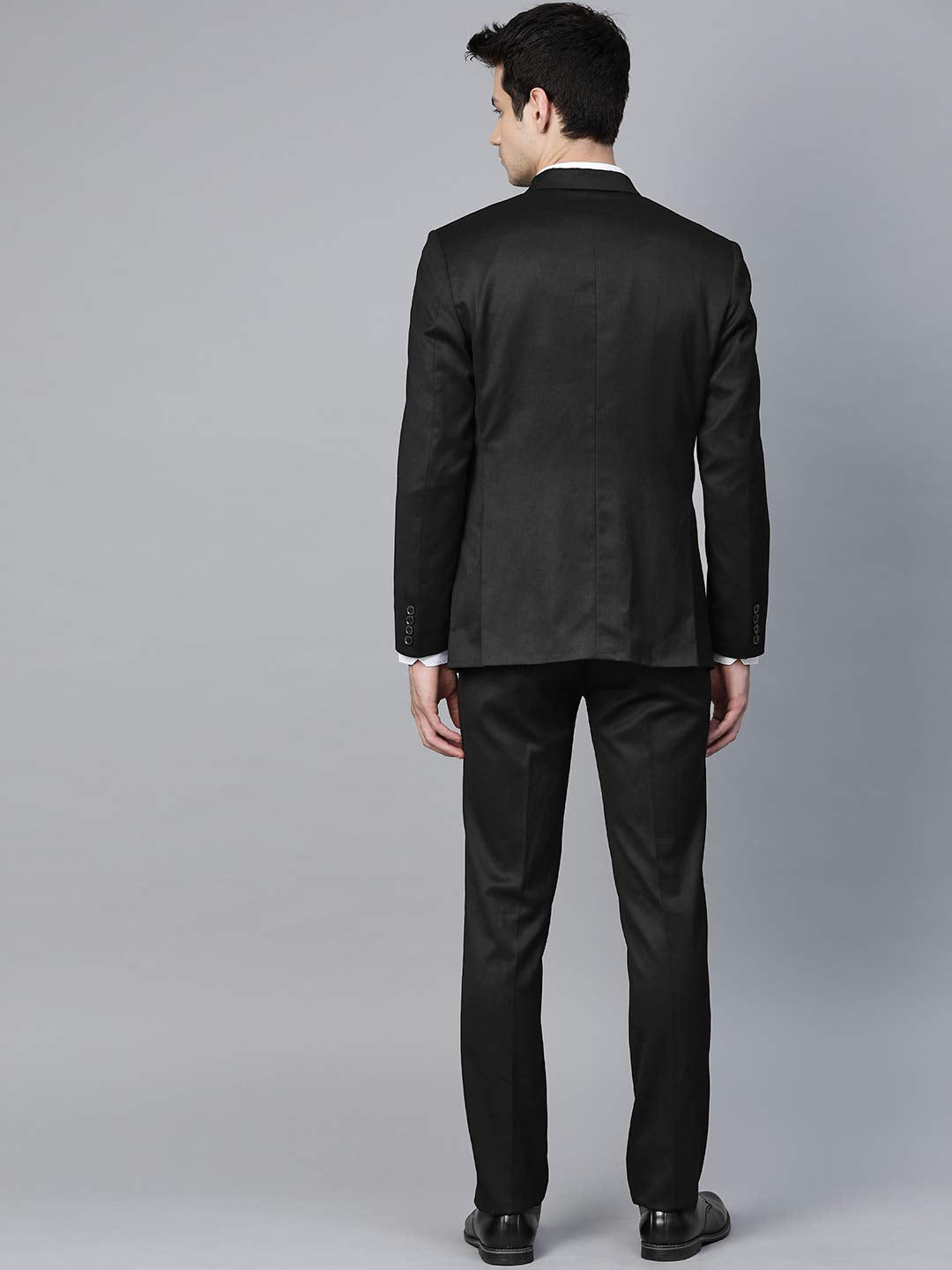 MANQ Men Black Solid Slim Fit Double Breasted Suit (Size: 36)