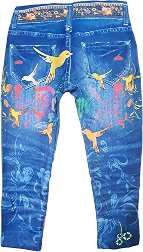 Malvina Stylish & Slim Fit Cotton Denim Printed Jegging For Baby Girl's(Blue)