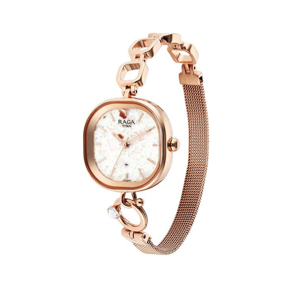 Titan Raga Delight Quartz Analog Rose Gold Dial Multicolour Stainless Steel Strap Watch for Women - NT95153KM01