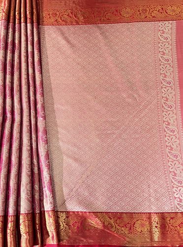 MIMOSA Women’s Rani Pink Art Silk Saree Woven with Zari Tissue | Kanjivaram Style Saree | Rich Pallu & Tassels | 6.2 Mtr