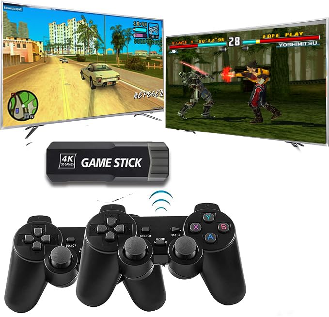(GPZ) Pro Gaming Console Stick GD10 37000+ Inbuilt Games Retro Classic 3D 4K Full HD With 2 Wireless Gamepad Plug & Play Video Game 64Gb