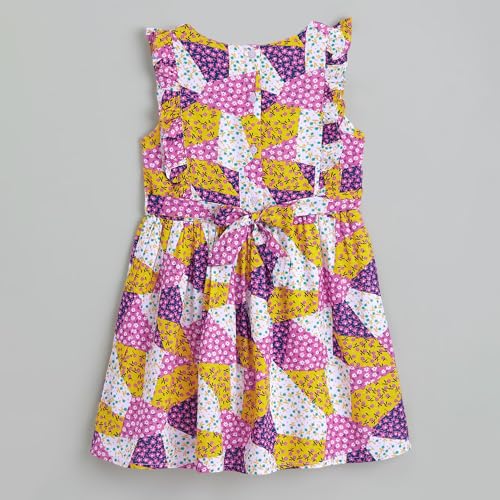 Hopscotch Girls Multi Sleeveless Floral Casual Dress for Ages (5-6 Years)