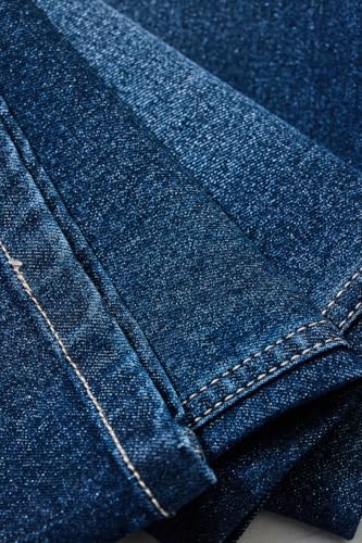 SNITCH Men Blue Casual Plus Size Jeans | Slim Fit Mid Rise Washed Denim with Turned-Up Cuffs | Cotton Blend Fabric with Smooth Texture & Medium Stretch for Summer Wear